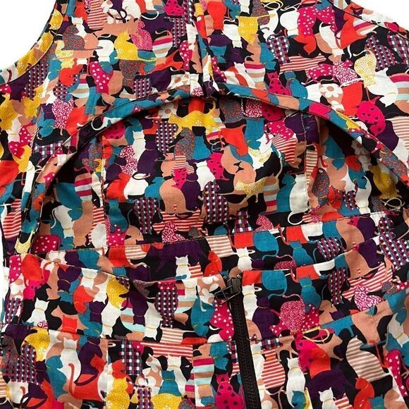 Dress To Allover Cat Print Cut Out Fit and Flare Dress Size M Made in Brazil - Picture 12 of 15